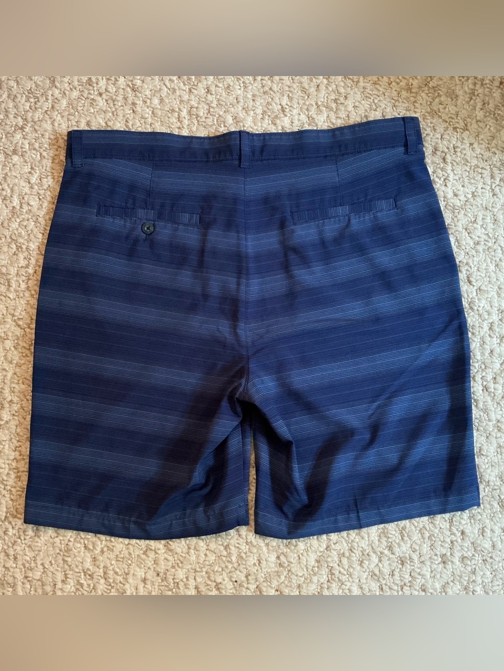 Perry Ellis Navy Striped Flat-Front Shorts - Picture 4 of 4